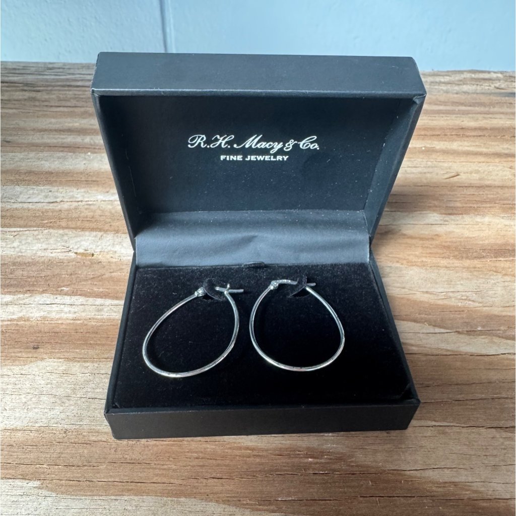 Sterling Silver Teardrop Hoop Earrings By R.H. Macy & Co. Fine Jewelry With Ori